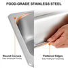 VEVOR 4 Pack Steam Table Pans 20.9 x 12.8 x 3.9 Inch Deep Steam Table Pan Full Size 13L Deep Food Container Stainless Steel Oven Tray Hotel Pans Anti-Jam Steam Table Food Pan