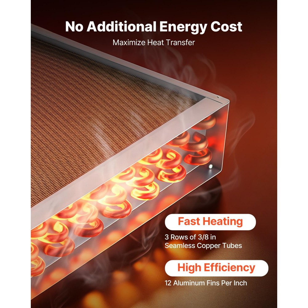 VEVOR Water to Air Heat Exchanger, 18 x 18 in Finned Tube HVAC Heat Exchanger Coil with Copper Tubes & Aluminum Fins, 120K BTU Output for Outdoor Wood Furnace, Hydronic Heating & Cooling Systems