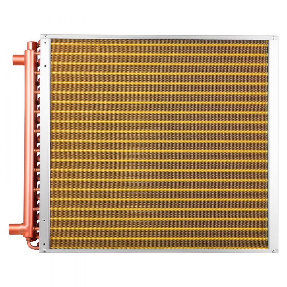 VEVOR Water to Air Heat Exchanger, 22 x 22 in Finned Tube HVAC Heat Exchanger Coil with Copper Tubes & Aluminum Fins, 190K BTU Output for Outdoor Wood Furnace, Hydronic Heating & Cooling Systems