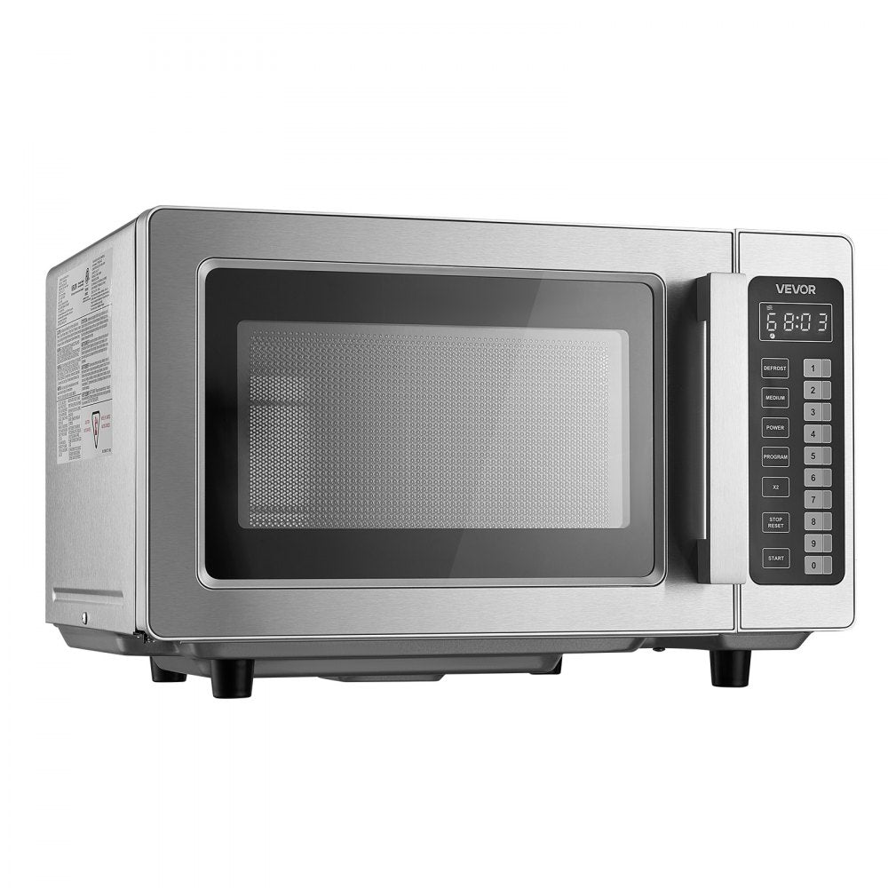 VEVOR Countertop Microwave Oven, 0.9 Cu Ft, 1000W Digital Stainless Steel Microwave Oven with Touchscreen, 10 Cooking Presets, 5 Power Levels, Multi-Lock Door & Easy Clean Interior for Commercial Use