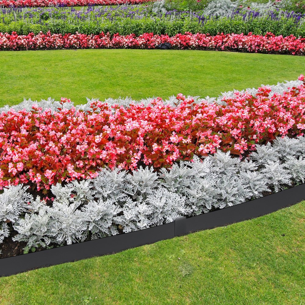 VEVOR Steel Landscape Edging, 4-pack Steel Garden Edging Borders, 40" L x 8" H Strips, Hammer-in Edging Border with 6 Clips, Bendable Metal Landscape Edging for Yard, Garden, Lawn