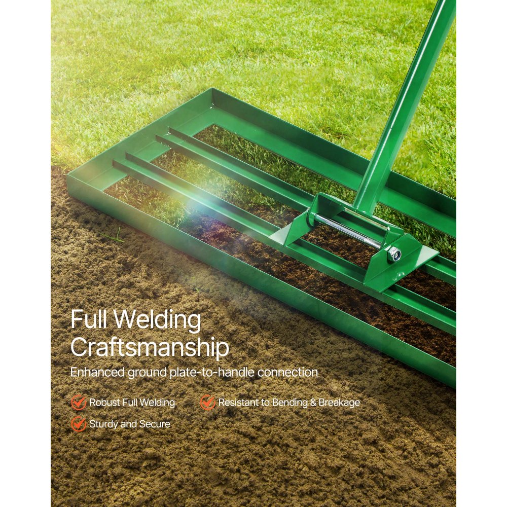 VEVOR Lawn Leveling Rake, 30"x10" Level Lawn Tool, Heavy-duty Lawn Leveler with 78" Steel Extended Handle, Yard Leveling Rake Suit for Garden, Golf Lawn, Farm
