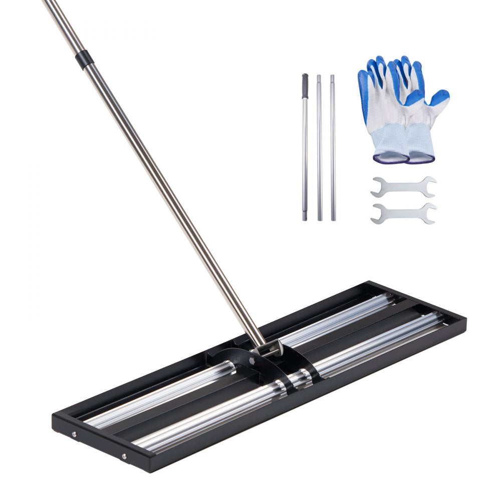VEVOR Updated Lawn Leveling Rake with Roller, 36" x 10" Stainless Steel Lawn Leveler with 83.9" Adjustable Handle, Heavy Duty Yard Leveling Rake, Effort Saving Lawn Leveling Tool for Yard Golf Court