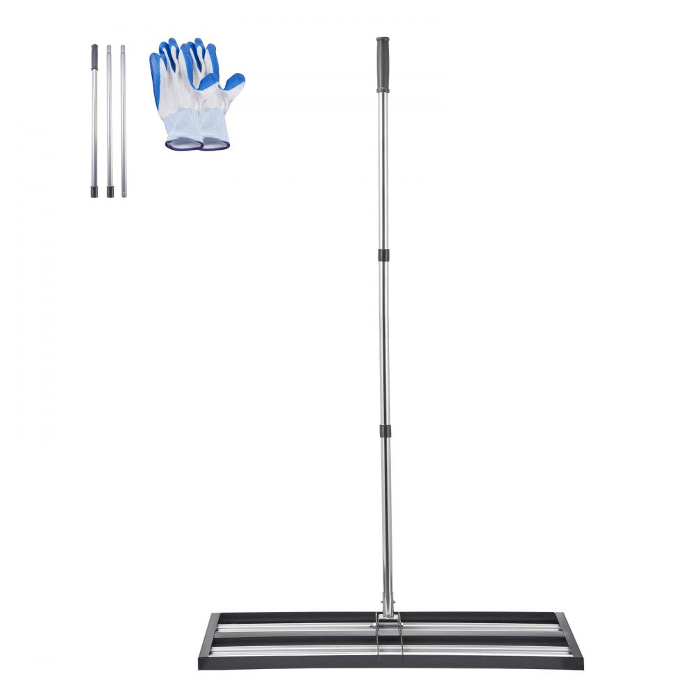 VEVOR Updated Lawn Leveling Rake with Roller, 36" x 10" Stainless Steel Lawn Leveler with 83.9" Adjustable Handle, Heavy Duty Yard Leveling Rake, Effort Saving Lawn Leveling Tool for Yard Golf Court