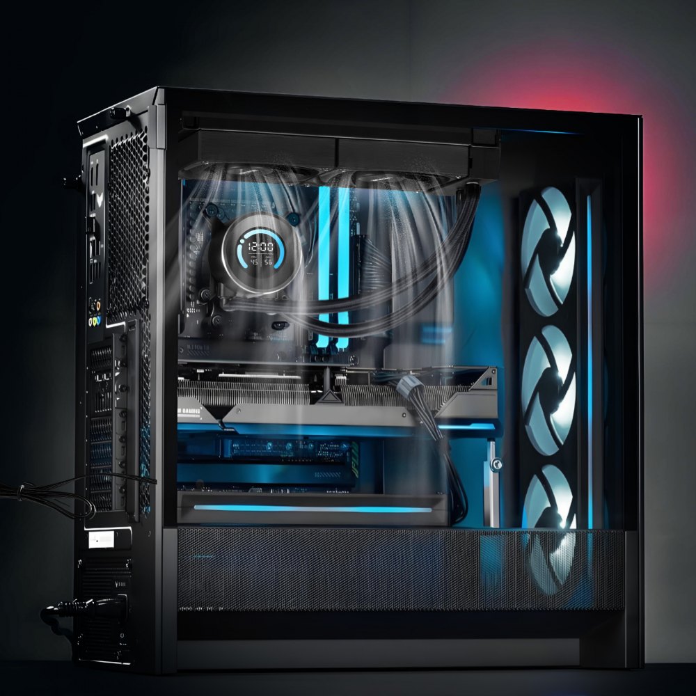 VEVOR CPU Liquid Cooler, AIO CPU Water Cooler - 120mm PWN Fans, Pump, 1.8'' Display, Max. 2200RPM CPU Cooling Fan, Efficient Black PC Water Cooler for Intel 115X/1366/2011/1700/1200, AMD AM4/AM5