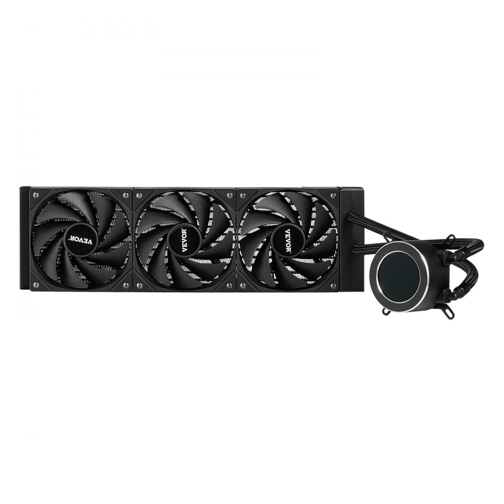 VEVOR CPU Liquid Cooler, AIO CPU Water Cooler - 3 x 120mm PWN Fans, Pump & 2.1'' LCD Display, Max 2200PRM Black CPU Cooling Fan, Compatible for Intel 115X/1366/2011/1700/1200, AMD AM4/AM5