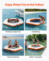 VEVOR Inflatable Floating Dock, 8.5x8.5 FT Inflatable Dock Platform, Non-Slip Water Mat with Portable Carrying Bag & Detachable Ladder, Floating Water Platform Island Raft for Pool Beach Ocean, Orange