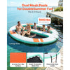 VEVOR Inflatable Floating Dock, 10x8 FT Round Inflatable Dock Platform, Non-Slip Water Air Mat with Portable Carrying Bag & Detachable Ladder, Floating Water Platform Island Raft for Pool Beach Ocean