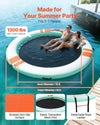 VEVOR Inflatable Floating Dock, 12 FT Round Inflatable Dock Platform, Non-Slip Water Air Mat with Portable Carrying Bag and Detachable Ladder, Floating Water Platform Island Raft for Pool Beach Ocean