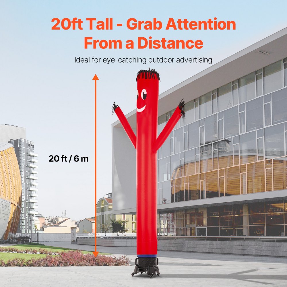 VEVOR Inflatable Tube Man Set, 20 ft Tall, Wacky Waving Inflatable Dancing Tube Guy with 1 HP Blower, PP Shell IPX3 Waterproof Blower Fan, for Outdoor Advertising Business Store Party