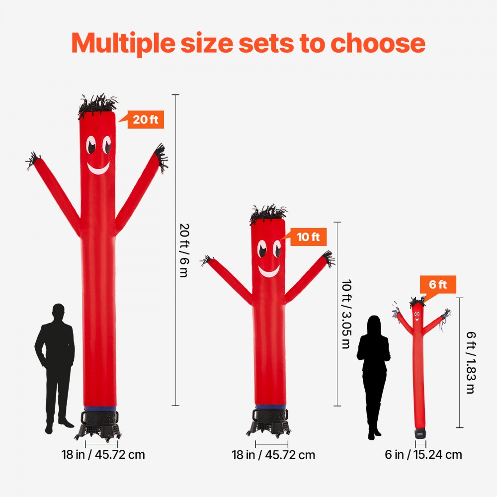 VEVOR Inflatable Tube Man Set, 6 ft Tall, Wacky Waving Inflatable Dancing Tube Guy with 1/15 HP Blower, PP Shell IPX3 Waterproof Blower Fan, for Outdoor Advertising Business Store Party