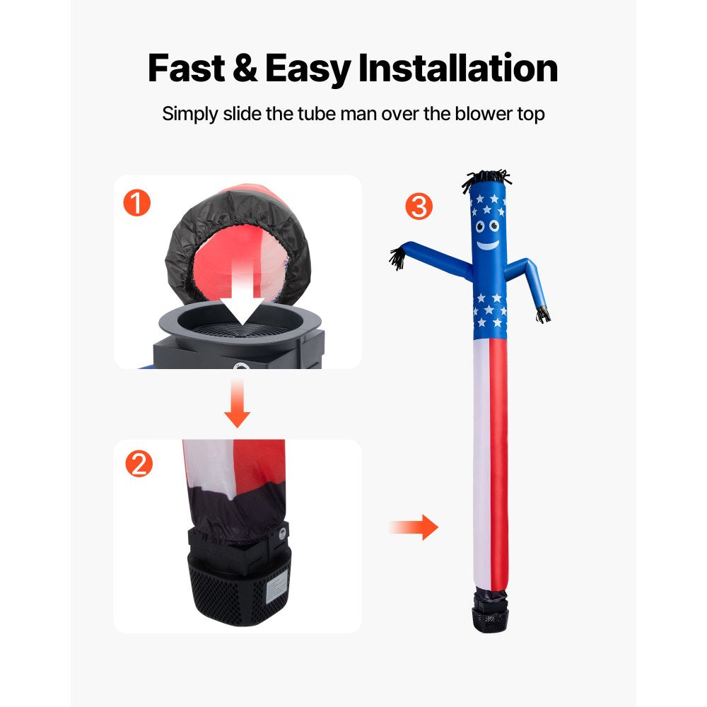 VEVOR Inflatable Tube Man with Blower, 8 ft Tall, Wacky Waving Wind Flying Inflatable Dancing Tube Guy with 1/15 HP IPX3 Waterproof Blower Fan, for Outdoor Advertising Business Store Party Decoration