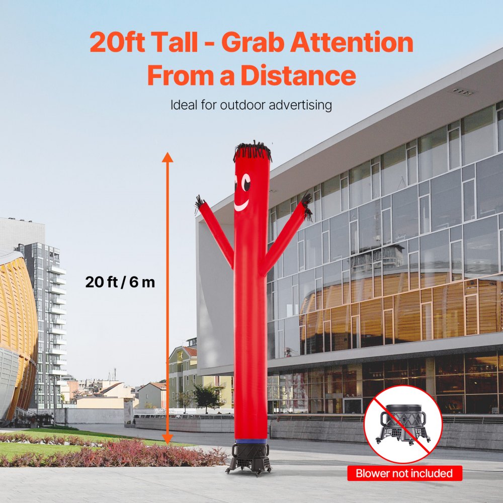 VEVOR Inflatable Tube Man Attachment, 20-Feet Tall, Wacky Wavy Wind Flying Dancing Tube Guy, Arm Flailing Sky Air Puppet, 18'' for Outdoor Advertising Business Store (Blower Not Included)