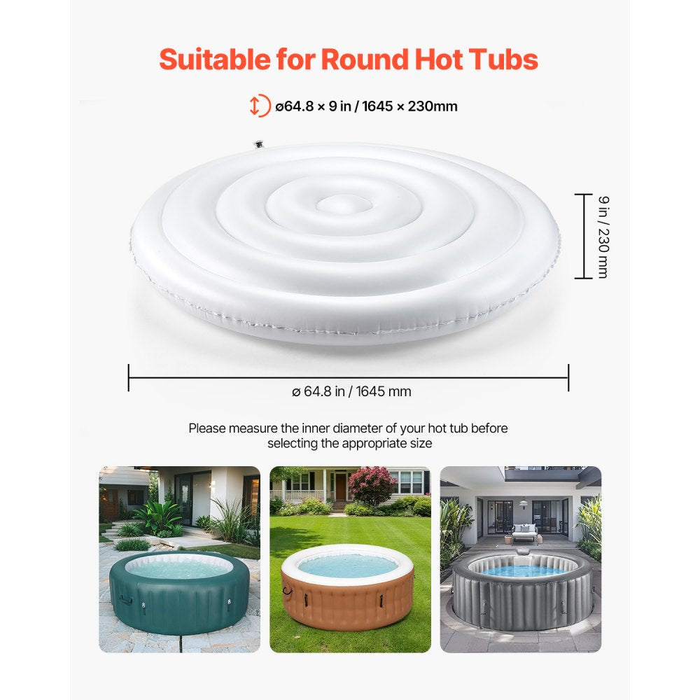 VEVOR Inflatable Hot Tub Cover, 5.4 Ft Round Hot Tub Cover Protector, Insulated Spa Covers for Inflatable Hottub, Weatherproof and Waterproof Energy Saving Lid for Outdoor Use, White