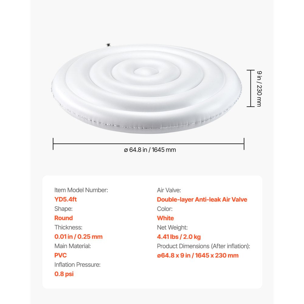 VEVOR Inflatable Hot Tub Cover, 5.4 Ft Round Hot Tub Cover Protector, Insulated Spa Covers for Inflatable Hottub, Weatherproof and Waterproof Energy Saving Lid for Outdoor Use, White