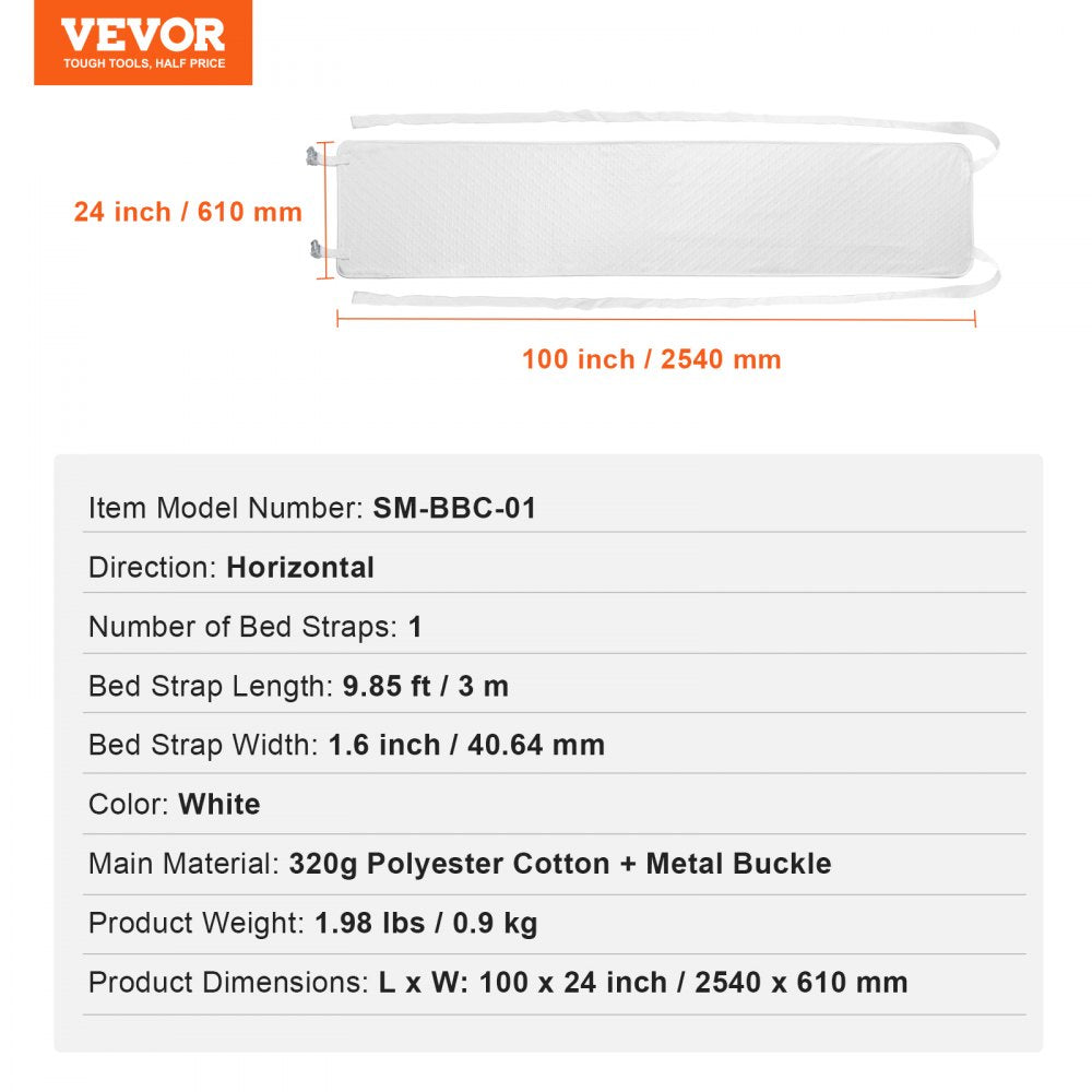 VEVOR Bed Bridge, King Bed Converter Kit, Split King Gap Filler for Adjustable Bed Mattress Connector Mattress Gap Filler with Heavy Duty Metal Buckle Strap 25D Memory Foam (100" L x 24" W)