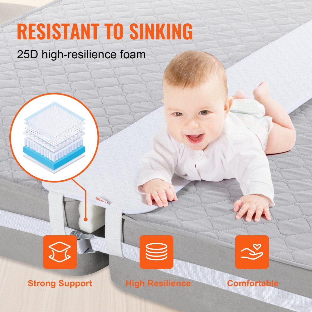 VEVOR Bed Bridge, King Bed Converter Kit, Split King Gap Filler for Adjustable Bed Mattress Connector Mattress Gap Filler with Heavy Duty Metal Buckle Strap 25D Memory Foam (75"L x 12"W)