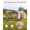 VEVOR Inflatable Tent for Camping 5-8 Person Blow Up Tent with Pump Beige, for Family Outdoor Glamping, Waterproof 420D Oxford, Easy Setup Air House with Skylight, Canopy, Stove Jack & Mesh Windows