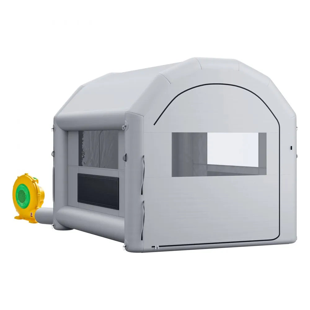 VEVOR Inflatable Paint Booth, 13 x 10 x 9 ft, Portable Spray Booth with 750W Powerful Blower and Large Filter Cotton, Arched Roof Blow Up Painting Tent for Bike, Motorcycle, and Furniture, Gray