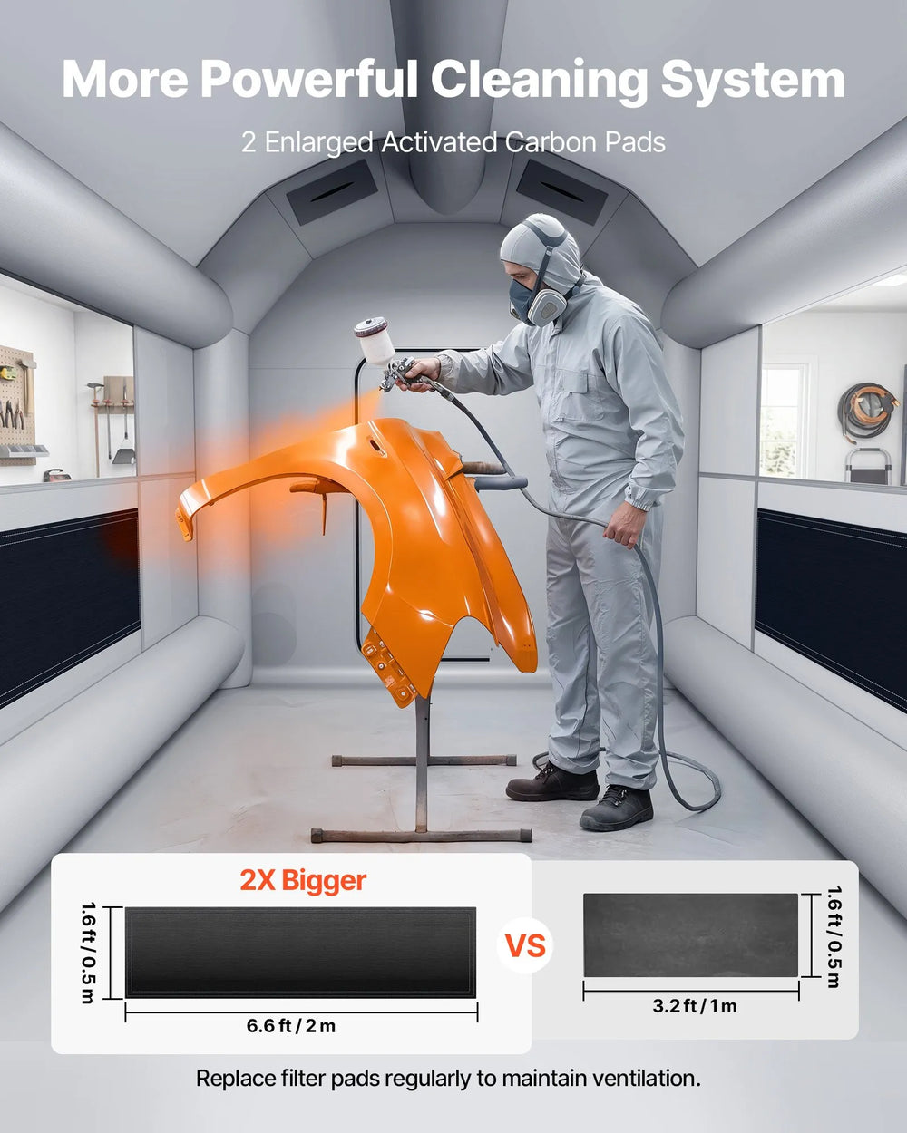 VEVOR Inflatable Paint Booth, 13 x 10 x 9 ft, Portable Spray Booth with 750W Powerful Blower and Large Filter Cotton, Arched Roof Blow Up Painting Tent for Bike, Motorcycle, and Furniture, Gray