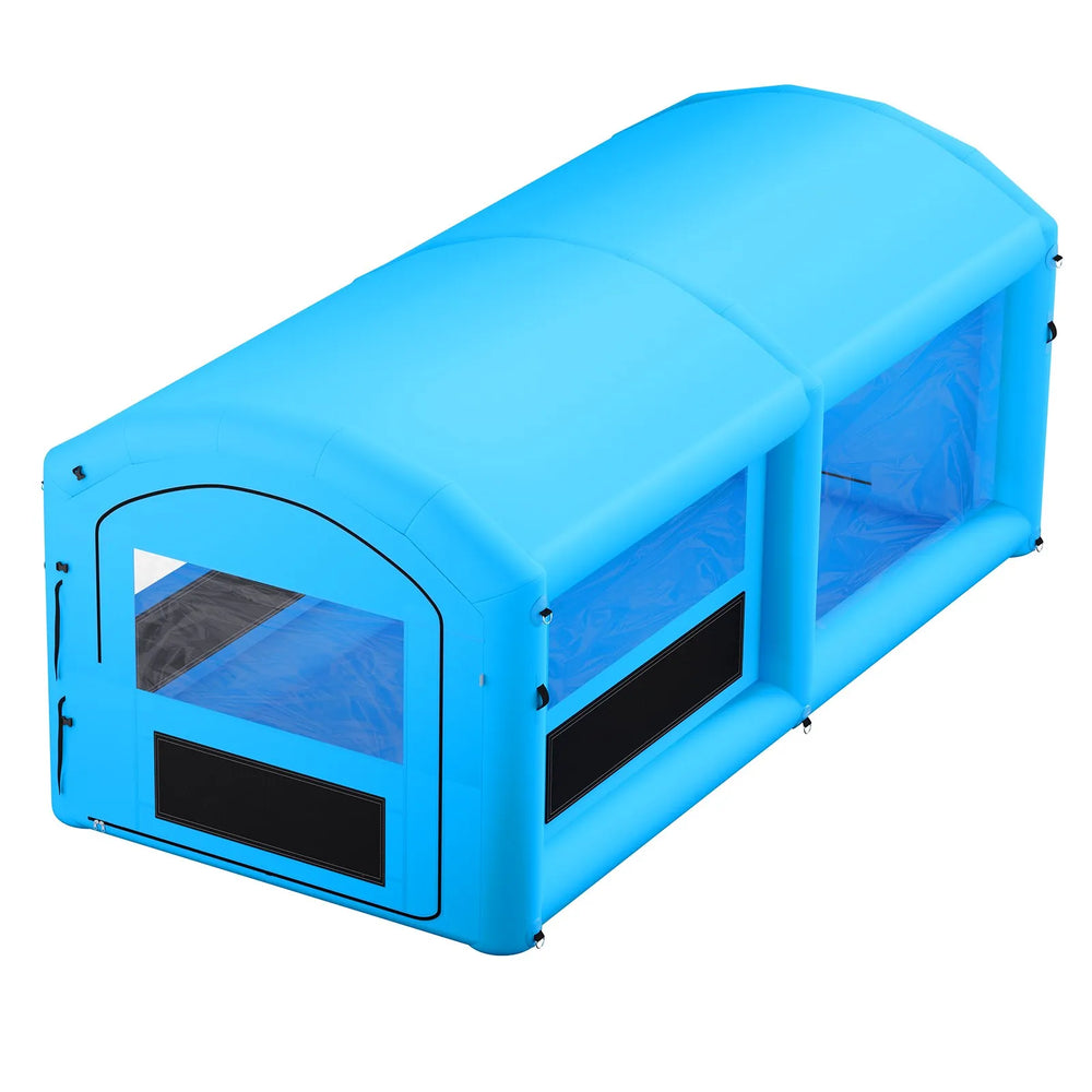 VEVOR Inflatable Paint Booth, 20 x 10 x 8 ft, Portable Spray Booth with 480W+750W Blowers and Large Filter Cotton, Arched Roof Blow Up Painting Tent for ATV, Motorcycle, and Medium Furniture, Blue