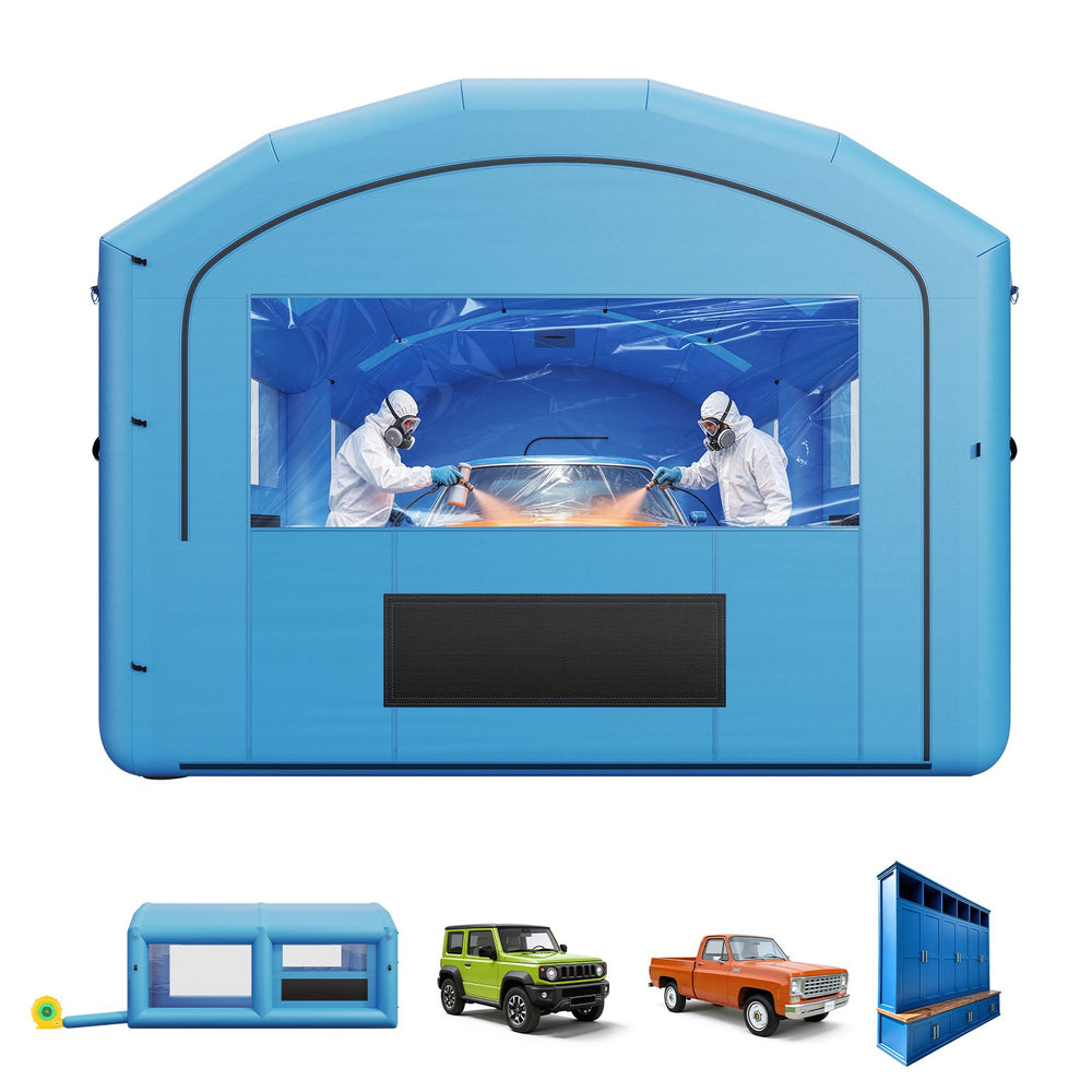 VEVOR Inflatable Paint Booth, 21 x 13 x 10 ft, Portable Spray Booth with 1100W Powerful Blower and Large Filter Cotton, Arched Roof Blow Up Painting Tent for Mid-Size Pickup Truck, Large Furniture