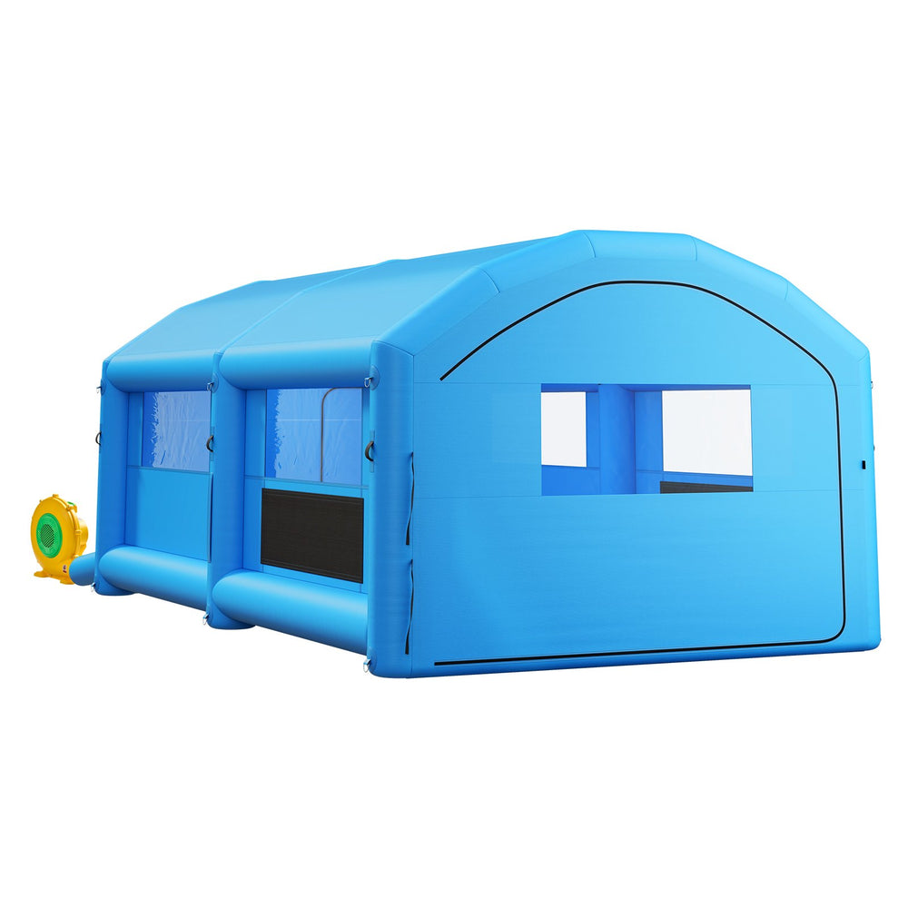 VEVOR Inflatable Paint Booth, 23 x 13 x 9 ft, Portable Spray Booth with 480W+750W Blowers and Large Filter Cotton, Arched Roof Blow Up Painting Tent for Mid-Size Pickup Truck, Large Furniture, Blue
