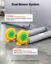 VEVOR Inflatable Paint Booth, 26 x 15 x 10 ft, Portable Spray Booth with 750W+950W Blowers, Large Filter Cotton, Changing Area, Arched Roof Painting Tent for Mid-Size Pickup, Large Furniture, Gray