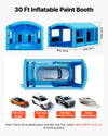 VEVOR Inflatable Paint Booth, 30 x 16 x 12 ft, Portable Spray Booth with 750W+950W Blowers, Large Filter Cotton, Changing Area, Arched Roof Painting Tent for Full-Size Pickup, Small Speedboat, Blue