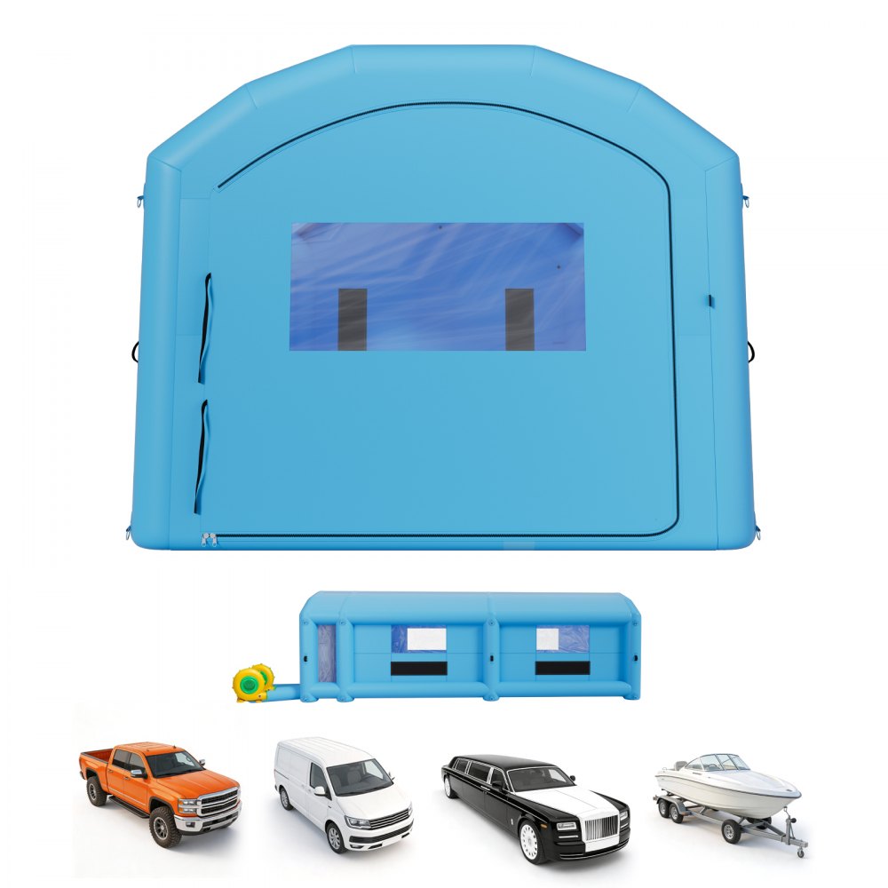 Vevor Inflatable Paint Booth 39 x 16 x 13' Portable Spray Booth with Changing Area Blue New