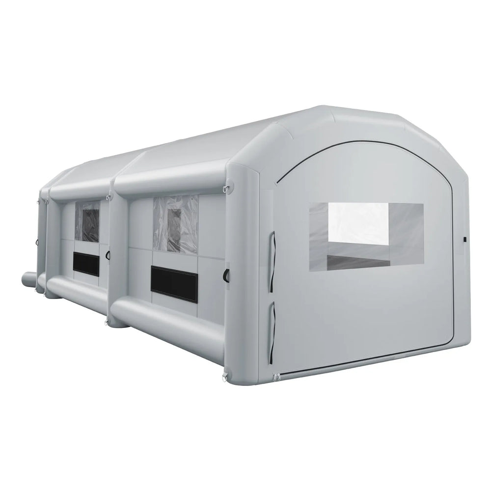 VEVOR Inflatable Paint Booth, 39 x 16 x 13 ft, Portable Spray Booth with 950W+1100W Blowers, Large Filter Cotton, Changing Area, Arched Roof Painting Tent for Heavy-Duty Pickup Truck and Van, Gray