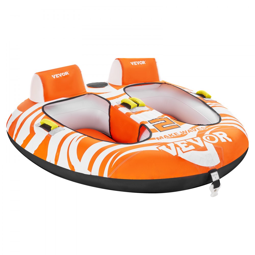 VEVOR Towable Tubes for Boating 2 Person, Inflatable Boat Tubes and Towables with 2 Cockpits, 340lbs Water Sport Tubes for Boat to Pull - with 840D Full Nylon Cover, Padded Grab Handles & Safety Valve
