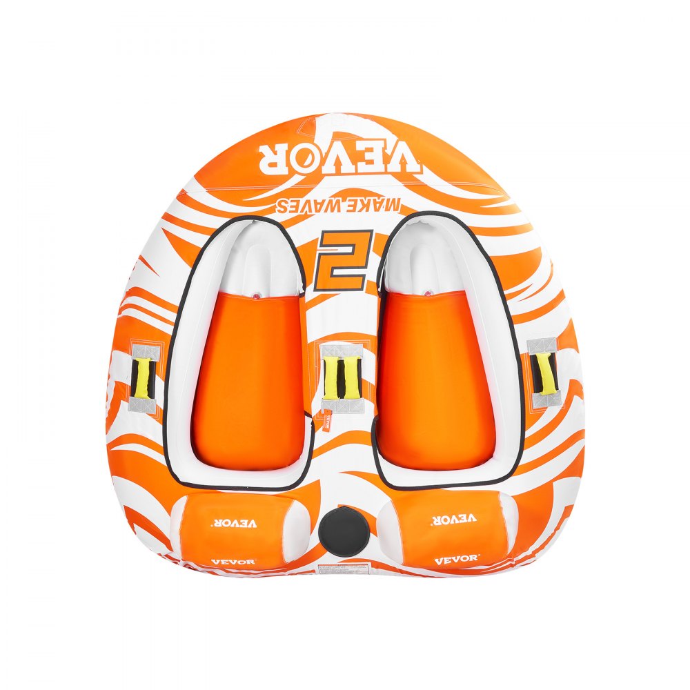VEVOR Towable Tubes for Boating 2 Person, Inflatable Boat Tubes and Towables with 2 Cockpits, 340lbs Water Sport Tubes for Boat to Pull - with 840D Full Nylon Cover, Padded Grab Handles & Safety Valve