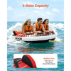 VEVOR Towable Tube for Boating, 3 Riders Inflatable Boat Tubes and Towables, 510 lbs Capacity Water Sport Towable Tube for Boat to Pull - with Fins, Full Nylon Cover, Padded Handles & Safety Valve