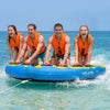 VEVOR Towable Tube for Boating, 4 Riders Inflatable Boat Tubes and Towables, 680 lbs Capacity Water Sport Towable Tube for Boat to Pull - with Fins, Full Nylon Cover, Padded Handles & Safety Valve