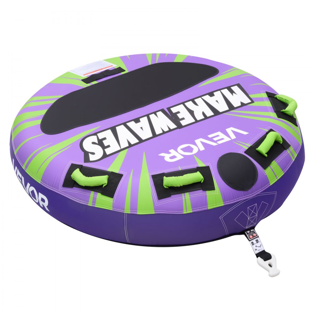 VEVOR Towable Tubes for Boating, 2-Rider Inflatable Boat Tubes and Towables, 340lbs Capacity Water Sport Tube for Boat to Pull - with Anti-Slip Pad, Full Nylon Cover, Padded Handles & Safety Valve