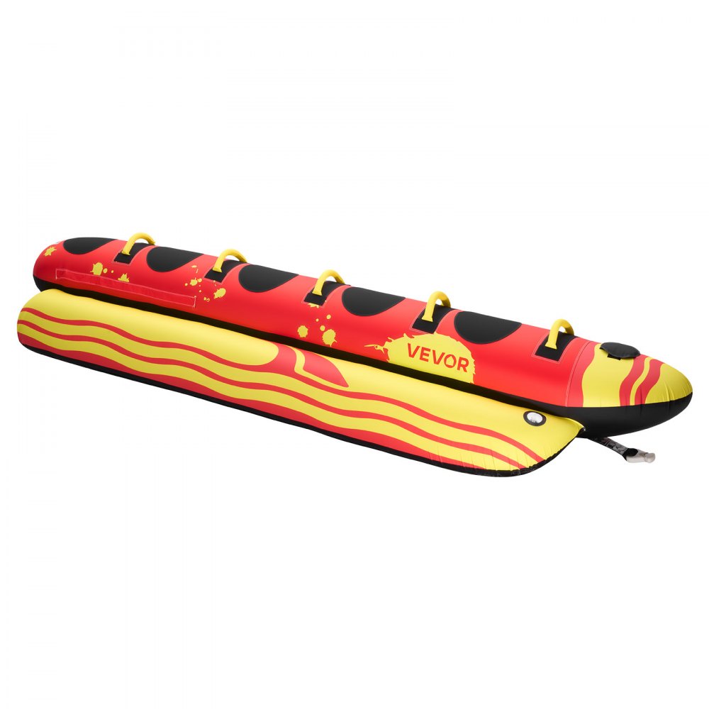 VEVOR Towable Tubes for Boating, 5 Riders Inflatable Boat Tubes and Towables, 850 lbs Capacity Water Sport Tube for Boat to Pull - with Full Nylon Cover, Padded Grip Handles & Safety Valve