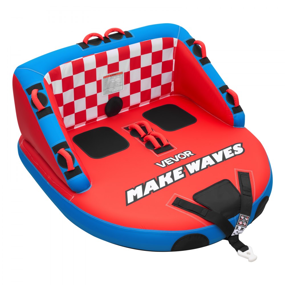 VEVOR Towable Tubes for Boating, 2-Rider Inflatable Towable Tube for Boat to Pull, 340 lbs Capacity Water Sports Boating Tubes - with Full Nylon Cover, Dual Tow Points, Safety Valve & Padded Handles