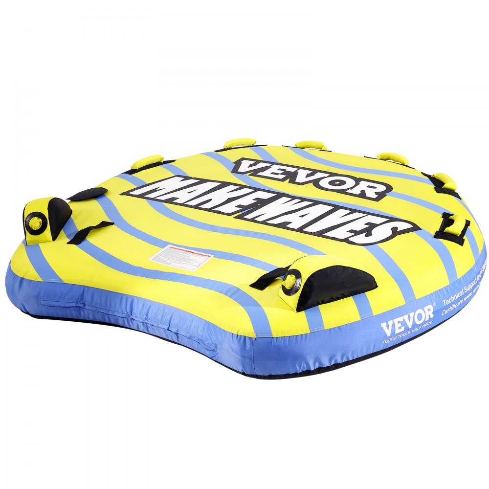 VEVOR Towable Tube for Boating, 1-3 Riders Inflatable Towable Tube with Bumper Fins, 510 lbs Water Sport Towable Tubes for Boats to Pull, Full Nylon Cover, EVA Grab Handles and Speed Safety Valve