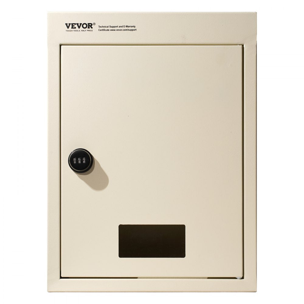 VEVOR Through The Wall Drop Box, Heavy Duty Steel Through the Wall Mailbox with 2.8-7.9" 13" Combination Lock, 12.5x6.3x16.9" Mail Drop Box, Beige