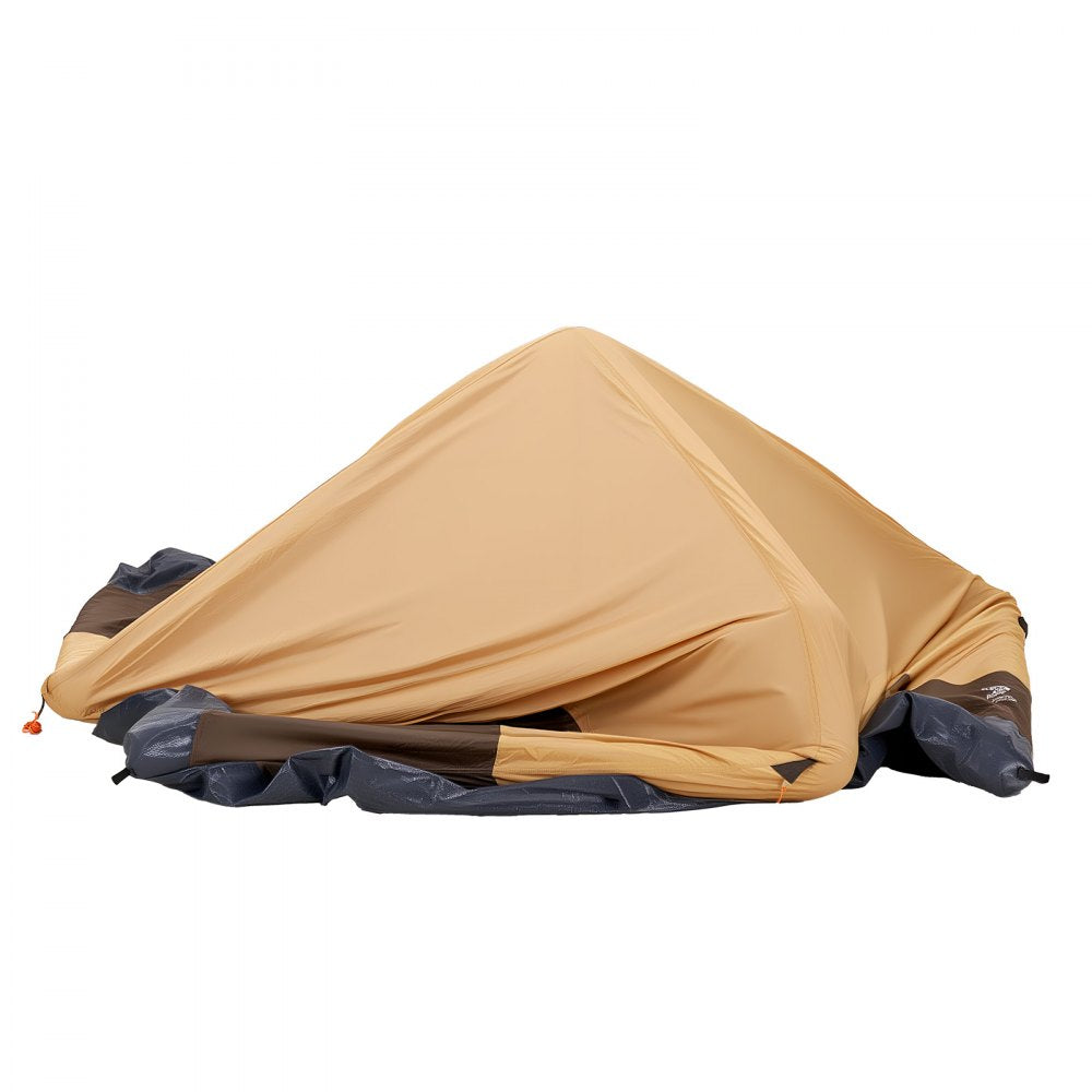 VEVOR Camping Tent, 6 Person Inflatable Cabin Tent with Rechargeable Pump, TPU Air Tube & 4 Large Mesh Windows, Portable Easy Setup Waterproof with Carry Bag for Family Outdoor Camping & Hiking, Beige