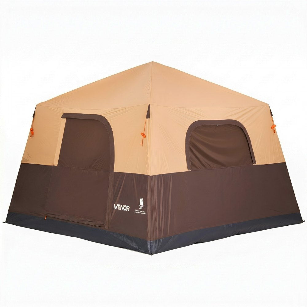VEVOR Camping Tent, 6 Person Inflatable Cabin Tent with Rechargeable Pump, TPU Air Tube & 4 Large Mesh Windows, Portable Easy Setup Waterproof with Carry Bag for Family Outdoor Camping & Hiking, Beige