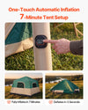 VEVOR Camping Tent, 6 Person Inflatable Cabin Tent with Rechargeable Pump, TPU Air Tube & 4 Large Mesh Windows, Portable Easy Setup Waterproof with Carry Bag for Family Outdoor Camping & Hiking, Green