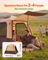 VEVOR Camping Tent, 4 Person Inflatable Cabin Tent with Rechargeable Pump, TPU Air Tube & 5 Large Mesh Windows, Portable Easy Setup Waterproof with Carry Bag for Family Outdoor Camping & Hiking, Beige