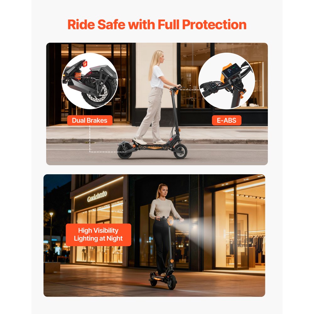 VEVOR Electric Scooter, 500W Motor, 10-Inch Tires, 24 MPH Top Speed, 25 Miles Range, Folding E-Scooter for Adults with Dual Braking, Dual Suspension & App, Max Load 330 lbs, Foldable for Commuting