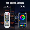 VEVOR 2 PCS 4 FT Whip Light, APP & RF Remote Control Led Whip Light, Waterproof 360° Spiral RGB Chasing Lighted Whips with 4 Flags, for UTVs, ATVs, Motorcycles, RZR, Can-am, Trucks, Off-road, Go-karts
