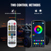 VEVOR 2 PCS 5 FT Whip Light, APP & RF Remote Control Led Whip Light, Waterproof 360° Spiral RGB Chasing Lighted Whips with 4 Flags, for UTVs, ATVs, Motorcycles, RZR, Can-am, Trucks, Off-road, Go-karts