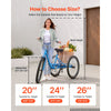 VEVOR Adult Tricycle 26 inch 7 Speed Trikes for Adult 3 Wheel Cruiser Bike, w/ Cargo Basket, Adjustable Seat, and Double-Wall Wheel Rims, Carbon Steel Shopping Tricycles for Women, Men, Senior (Blue)