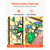 VEVOR Stained Glass Window Panel, 35.2" x 13.1" Tiffany Style Hanging Transom Window Panel with Chain, Large Horizontal Rectangle Stain Glass, Vintage Traditional Art Handcrafts for Kitchen Home Decor
