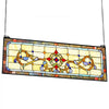 VEVOR Stained Glass Window Panel, 32" x 11" Tiffany Style Hanging Transom Window Panel with Chain, Large Horizontal Rectangle Stain Glass, Vintage Traditional Art Handcrafts for Kitchen Home Decor